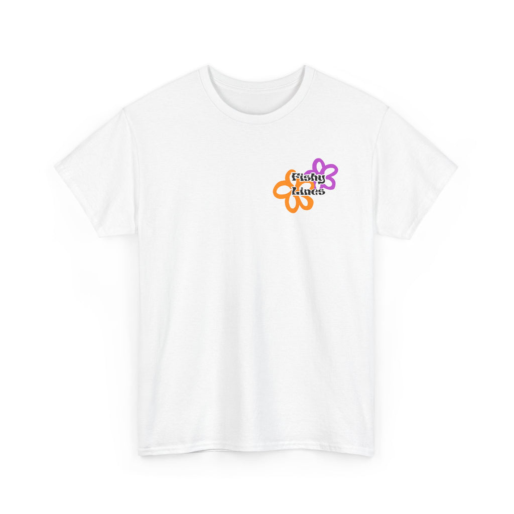 Floral Circle Tee — Purple & Orange Flower Graphic T-Shirt