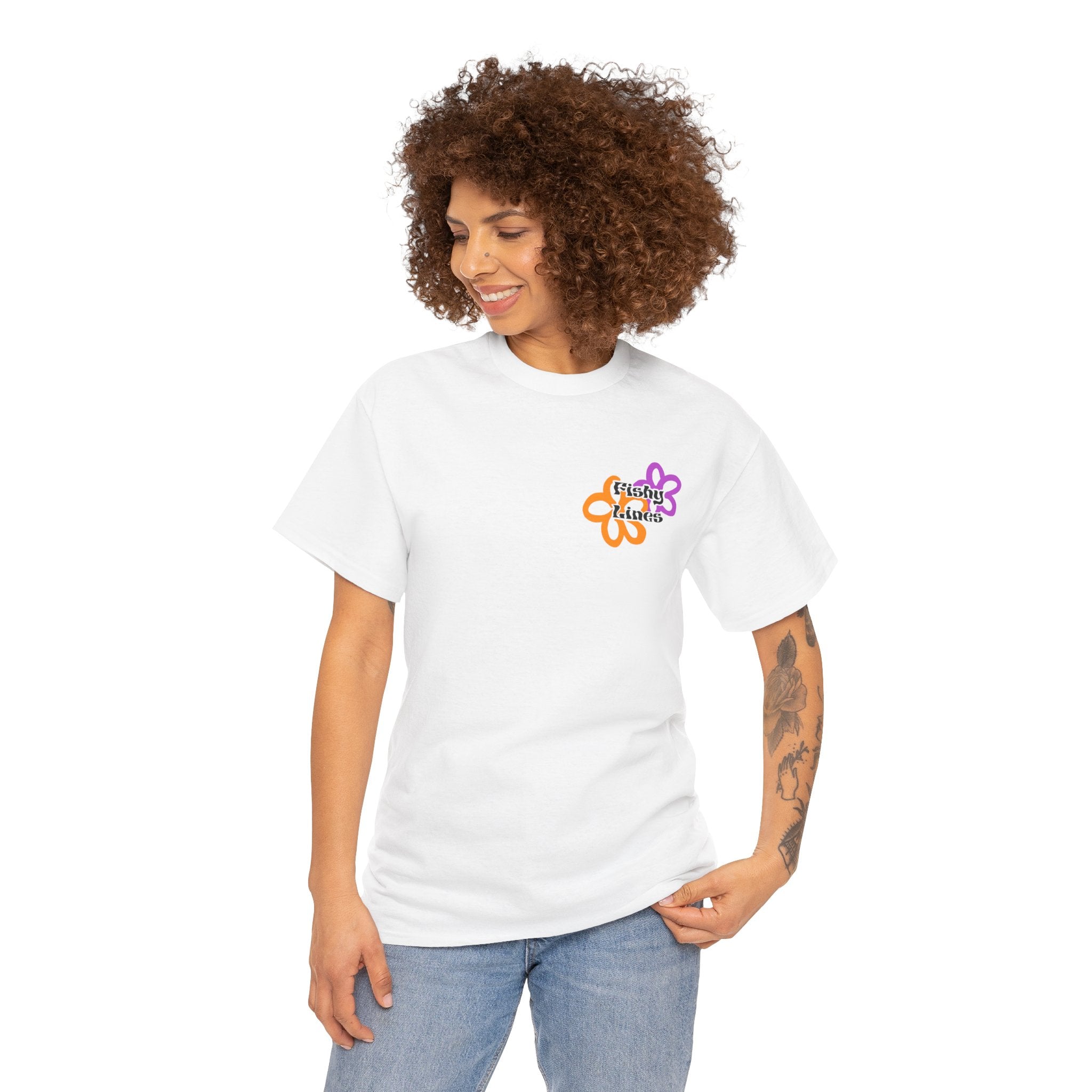 Floral Circle Tee — Purple & Orange Flower Graphic T-Shirt